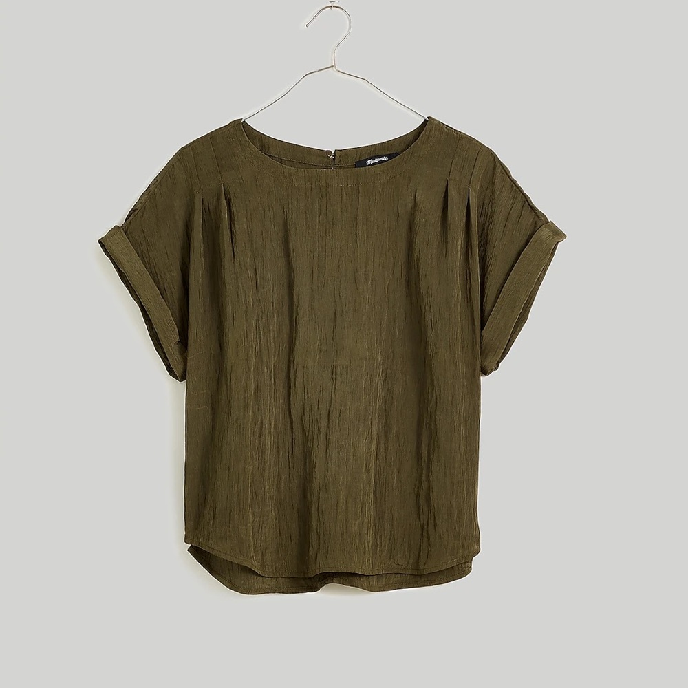 NEW / Madewell Pleated Crewneck Top - Picture 5 of 8